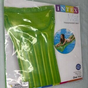 INTEX NEW Transparent Pool Float Mat Green 72" X 27" Summer Travel Lounge Pillow